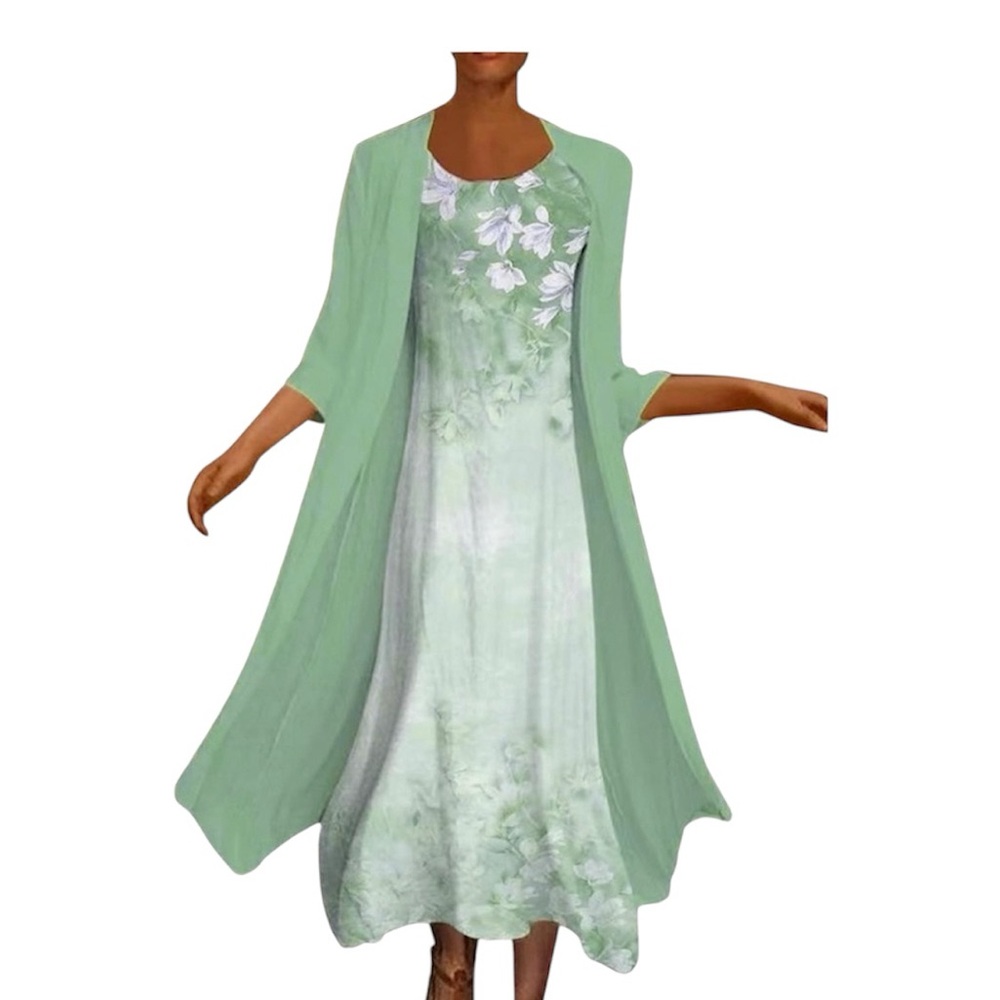 Boutique Sea Green Floral Sleeveless Shift Dress Size XL